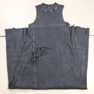 Free People FP One Natasha Thermal Waffle Dress in Navy Sleeveless High Neck XL